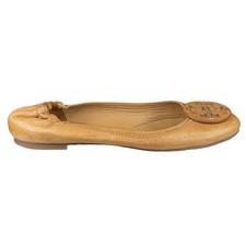 Tory Burch Women  s Reva Brown Leather Slip On Ballet Flat Size US 8