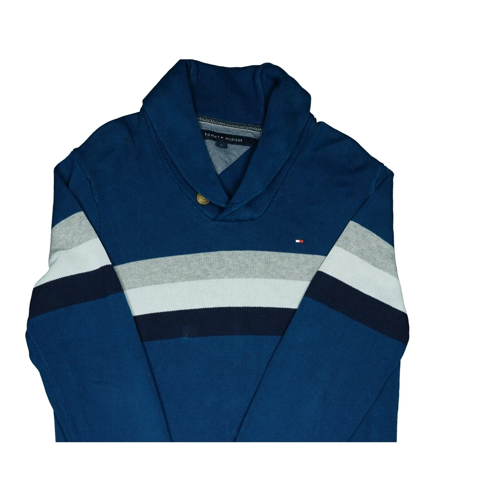 Tommy Hilfiger M Pullover Blau Herren Freizeit Strick V Neck Freizeit - Bild 2 von 3