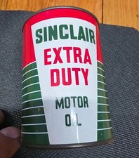 Vintage 1950's Sinclair Extra Duty Motor Oil 3&rdquo; Tin Avertising Coin Bank W/Dino