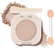 Single Matte Eyeshadow with Brush, Nude Beige Brown Eye-Shadow Palette Makeup Ki