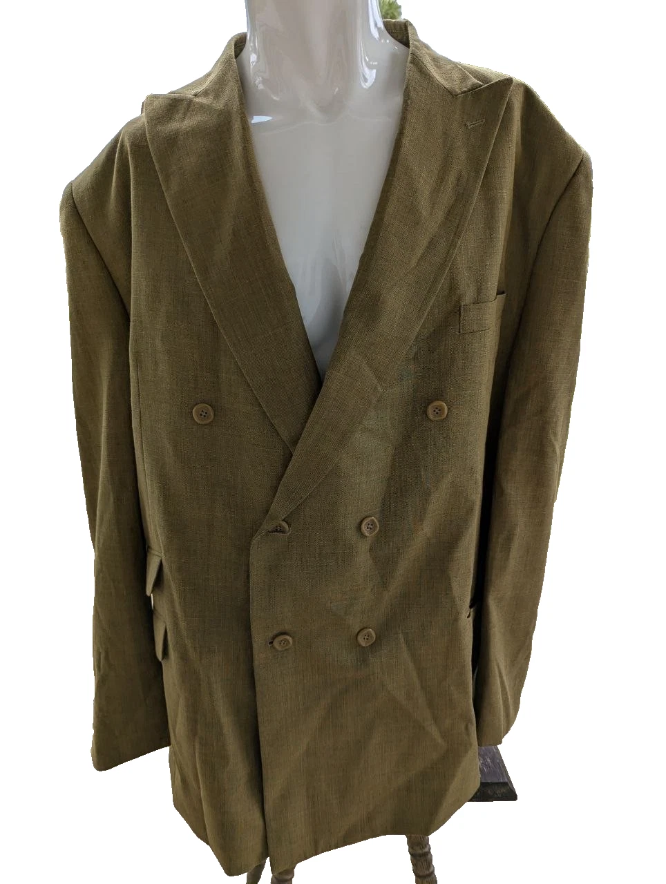 Stacy Adams Mens Double Breasted Sport Coat Blazer 54L Olive - AU85/6