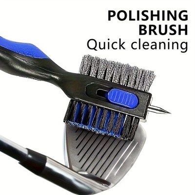 Golf Club Cleaning Brush - 2-in-1 with Carabiner for Quick Club Face Cleaning
