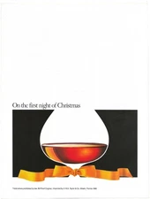 Vintage 2-Page Ad Courvoisier Cognac - On The First Night Of Christmas Jan 1987
