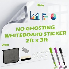 Whiteboard Sticker for Wall, 36" x 24" White Board Paper, Super Sticky Dry Er...