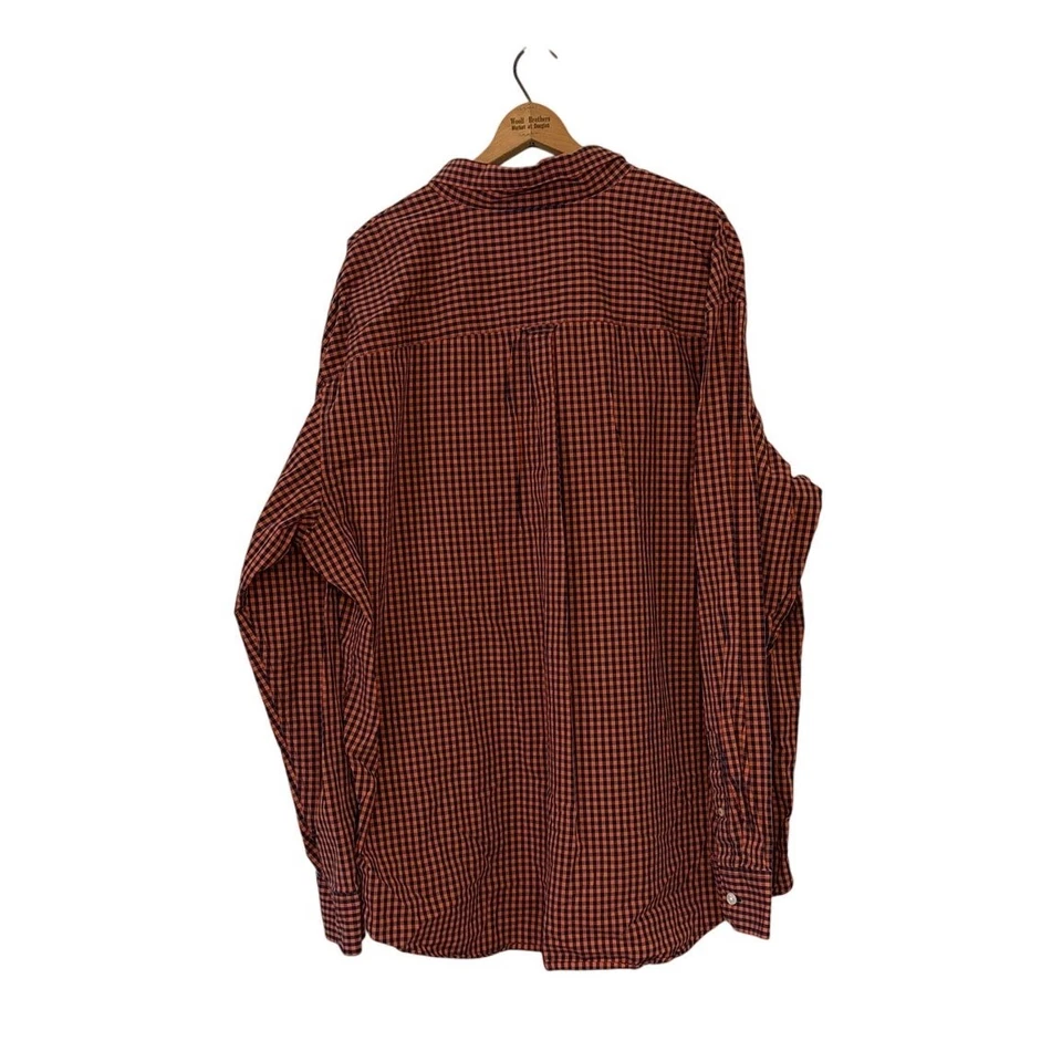 Camisa masculina IZOD 2XLT com botões – xadrez laranja/marinho manga longa grande alta - Imagem 2 de 4