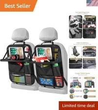 Multi-Functional Backseat Organizer with Tablet Holder & Kick Mats - Black