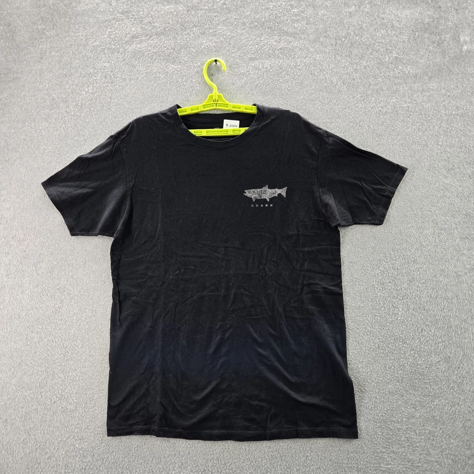 Camisa Roark Hombre L Negra Estampado Gráfico Pez Eslogan Gorpcore Manga Corta Foto 3 de 4