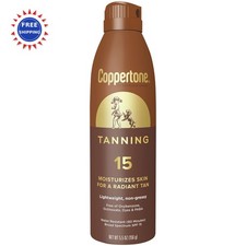 Tanning Sunscreen Spray Coppertone Broad Spectrum SPF 15 5.5 Oz Lightweight