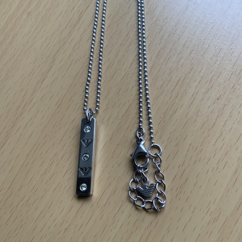 Armani 925 Silver Tag Style Pendant On Armani 925 Silver Chain - Zdjęcie 2 z 9