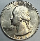 1946 Uncirculated Washington Silver Quarter Exact Coin Imaged #WQ47