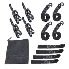 Ratchet Straps (4 Pack) - 5,208lbs Break Strength 1.6"x8' Black Tie Down Straps