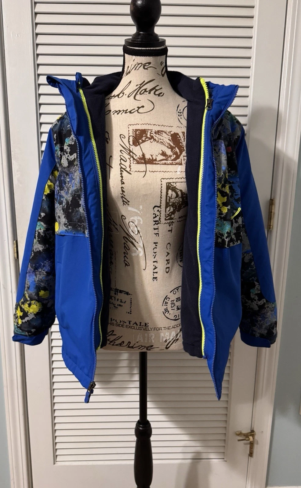 Swiss Tech Kids Blue Camouflage Puffer Jacket Winter Coat Size 10-12 Large