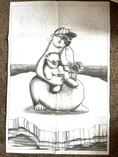 Tri-Chem Ready to Paint Liquid Embroidery VTG POLAR BEAR Dad Baby XL  8929 COL