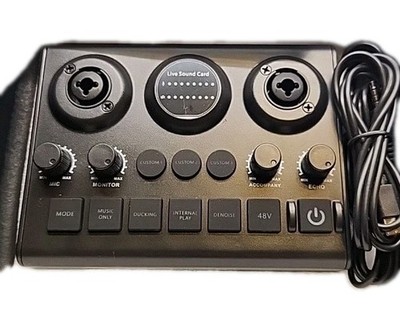 Live Broadcast Sound Card, Audio Interface Mixer for Live Streaming, Gaming