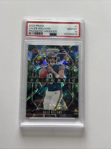 2024 Panini Prizm Football Prizmatic Green Ice #1 Caleb Williams RC Bears PSA 10