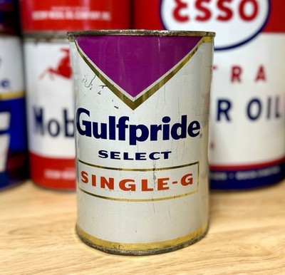 Vintage Gulf Gulfpride Select Single G Motor Oil Can Quart Empty