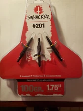 NEW - Swhacker#201 Crossbow Archery Broadheads 2 Blade 100 Grain 1.75'' - 3 Pk
