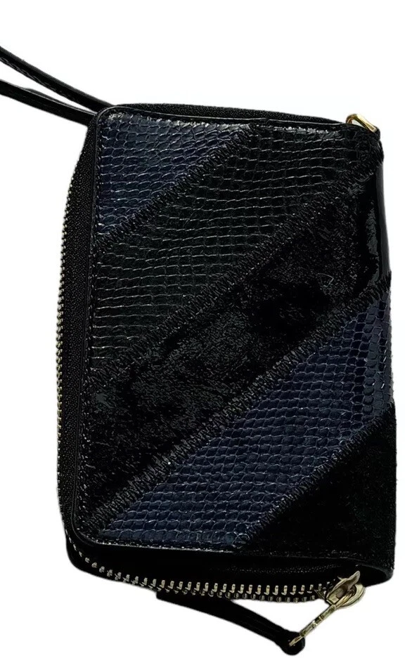 Cartera Continental TORY BURCH GEMINI LINK SERPIENTE CREMALLERA Azul Marino Negra Foto 2 de 4