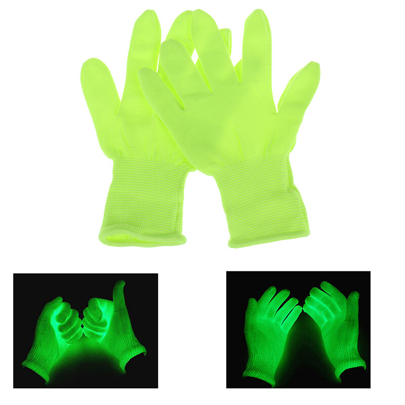 1 Pair Noctilucent Flashing Gloves Unisex Light Finger Lighting Dark For ParN*a5