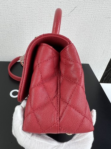 CHANEL Leather Coco Handle Mini Shoulder Bag Red IC chip - Picture 4 of 18