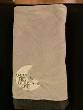 Carters Dream Big Little One Gray Baby Blanket Satin Trim Sheep Moon