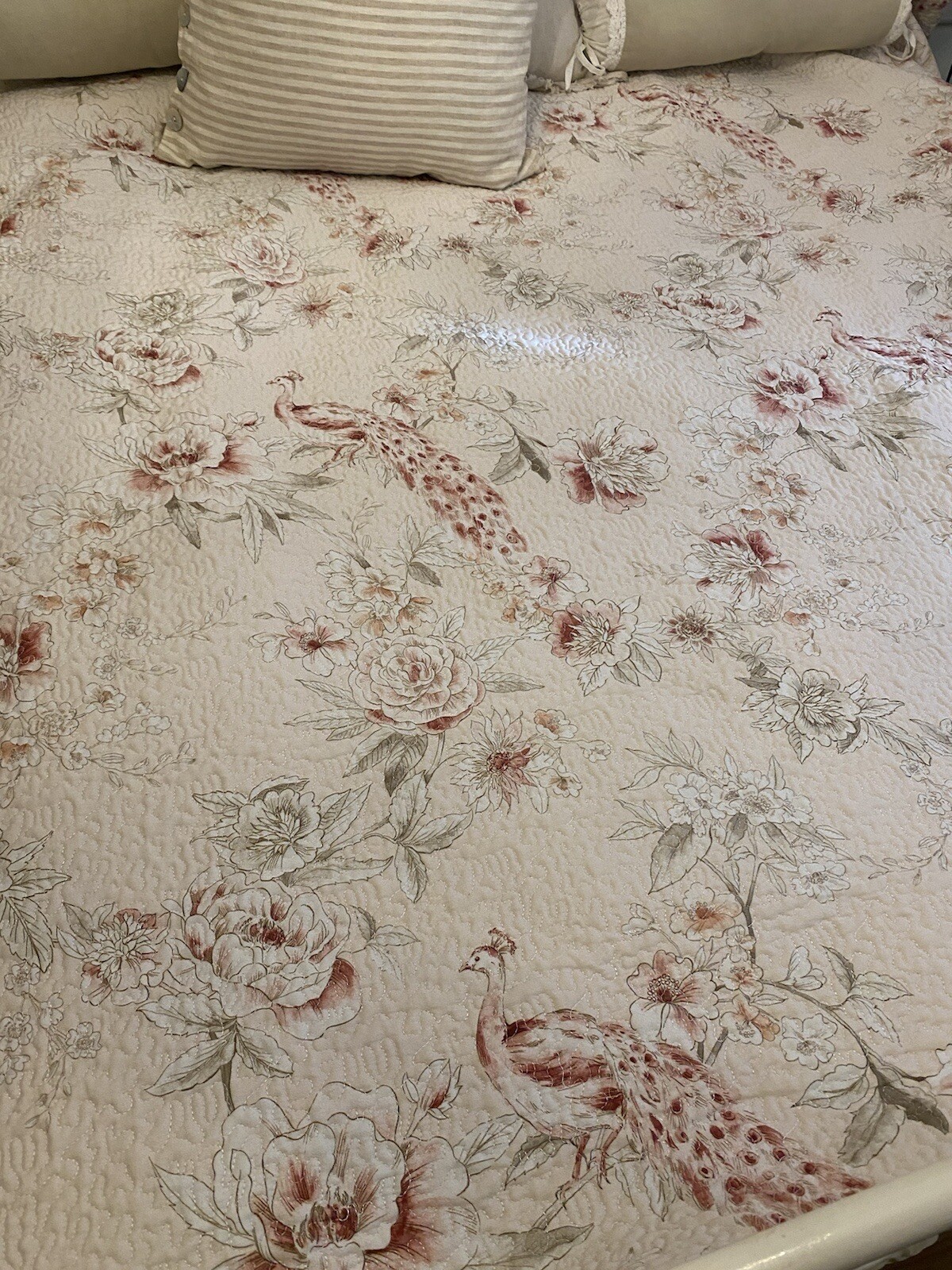 DORMA Paradise Blush Pink Floral Birds Chinoiserie Huge Bedspread