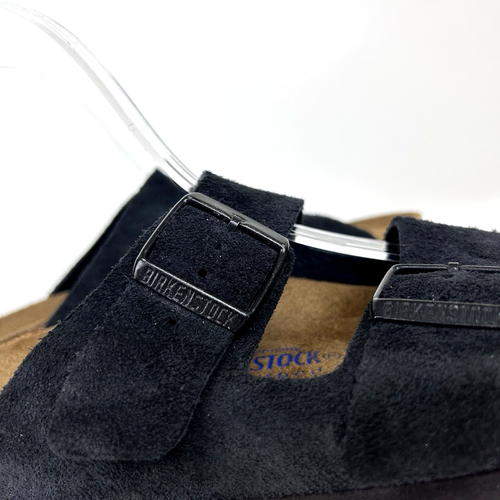 NEW Birkenstock Arizona Sandal 38 Black Suede Leather Soft Footbed Narrow Unisex - Picture 8 of 10