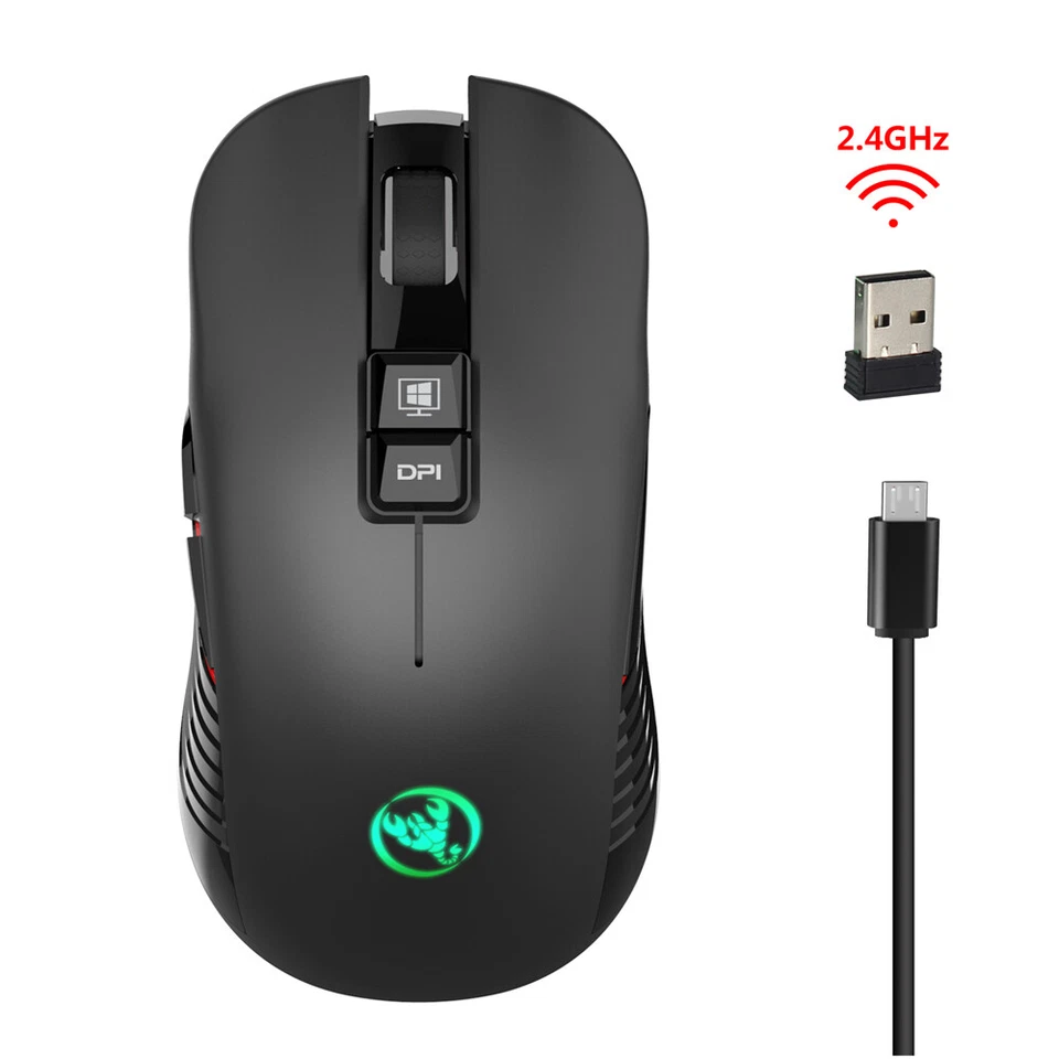 2.4G USB-C Wireless Gaming Mouse Rechargeable 3600DPI 7 Button Type-c Mute Mice - Image 3 of 4