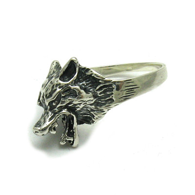 Stilvoller Sterling Silber Ring gepunzt massiv 925 Wolf Handarbeit