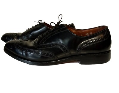 Allen Edmonds Black Leather Wing Tip Shoes Men display picture 3