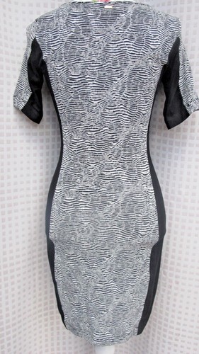 ESCADA SPORT Women Cotton Black-Multi Print Black Jersey Knee Length Dress SZ 32 - Picture 3 of 9