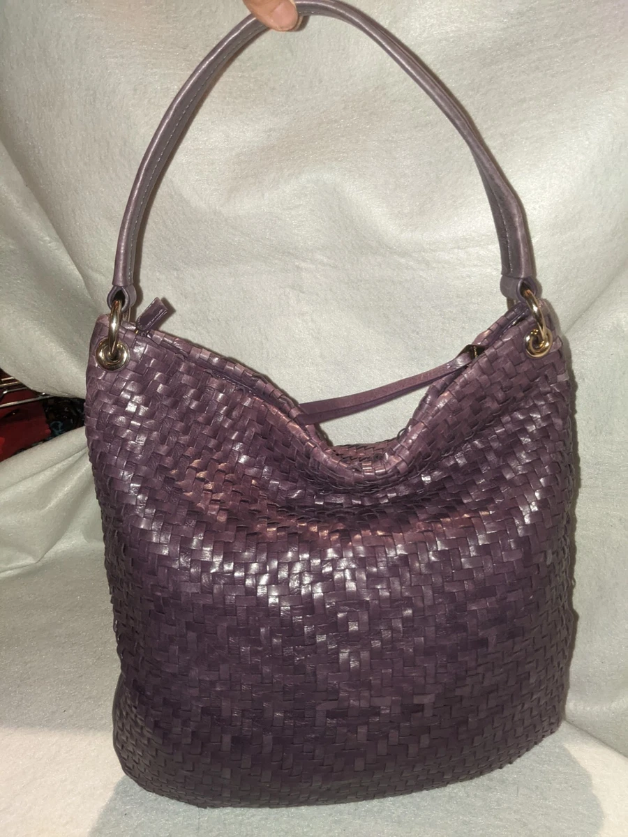 Christopher Kon Purple INTRECCIATO Basketweave Woven Leather