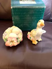Fitz And Floyd “Garden Rhapsody” salt & pepper shakers has box