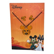 Disney Halloween Mickey Mouse Pumpkin Necklace Earring Jewelry Set