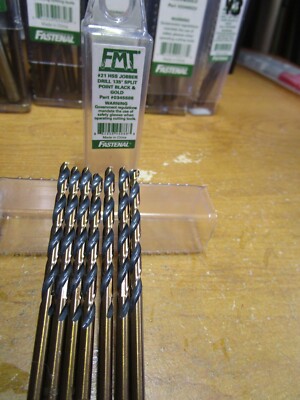#21 HSS 135° Split Point Black and Gold Finish FMT  Jobber Drill QTY 7