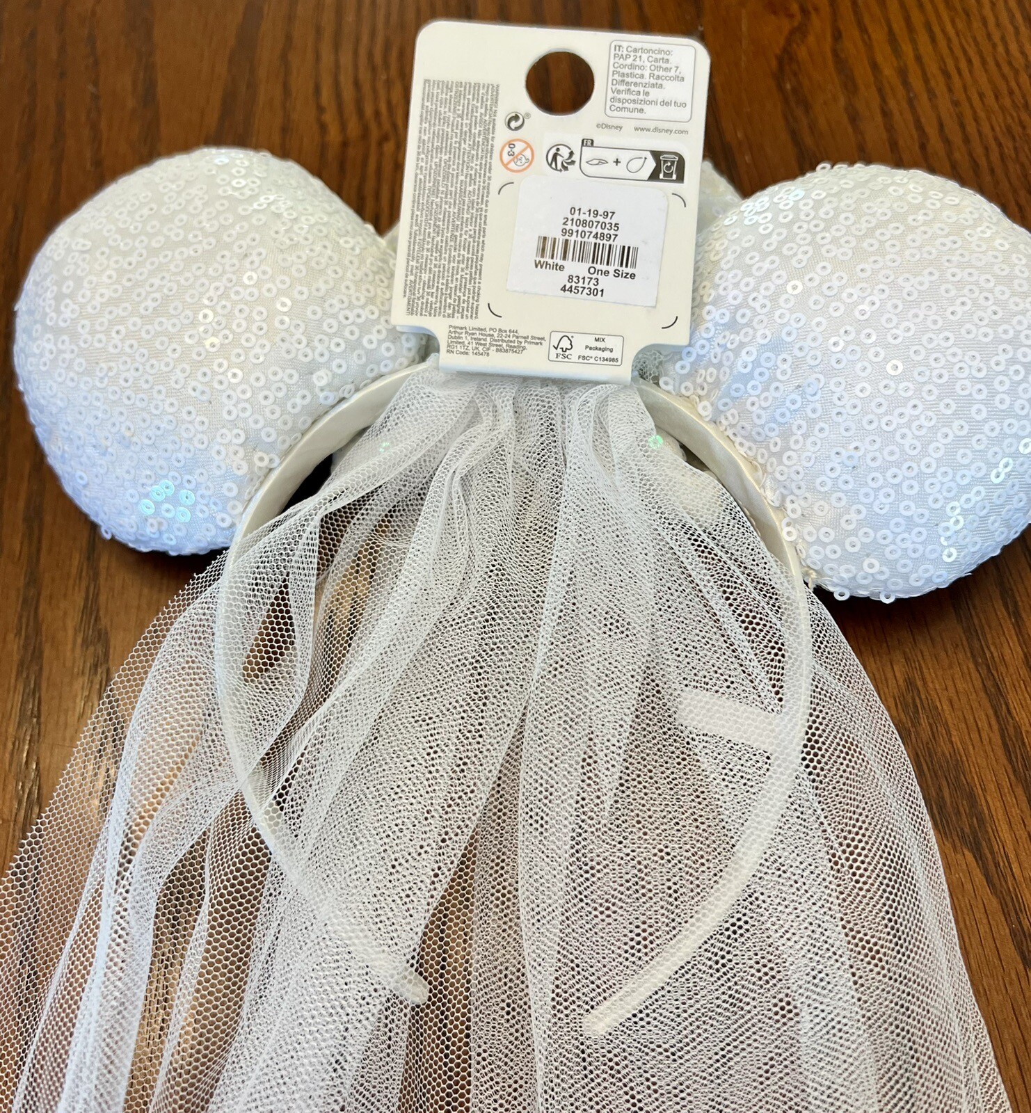 NEW Disney 100 Primark Exclusive Minnie Bride Ears Headband White Veil