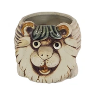 VTG Lion Planter Mug Studio Art Pottery Anthropomorphic Small Smiling Some Glaze