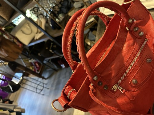 Bolso de ciudad clásico de cuero rojo Balenciaga 115748 100 % auténtico nuevo con etiquetas - Imagen 11 de 17