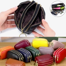 Small Women's Coin Purse Change Wallet Genuine Leather Card Holder Keychain US