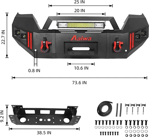 Protector de parachoques delantero o trasero con luces LED y anillos en D para Toyota Tacoma 2016-2023 - Imagen 4 de 16
