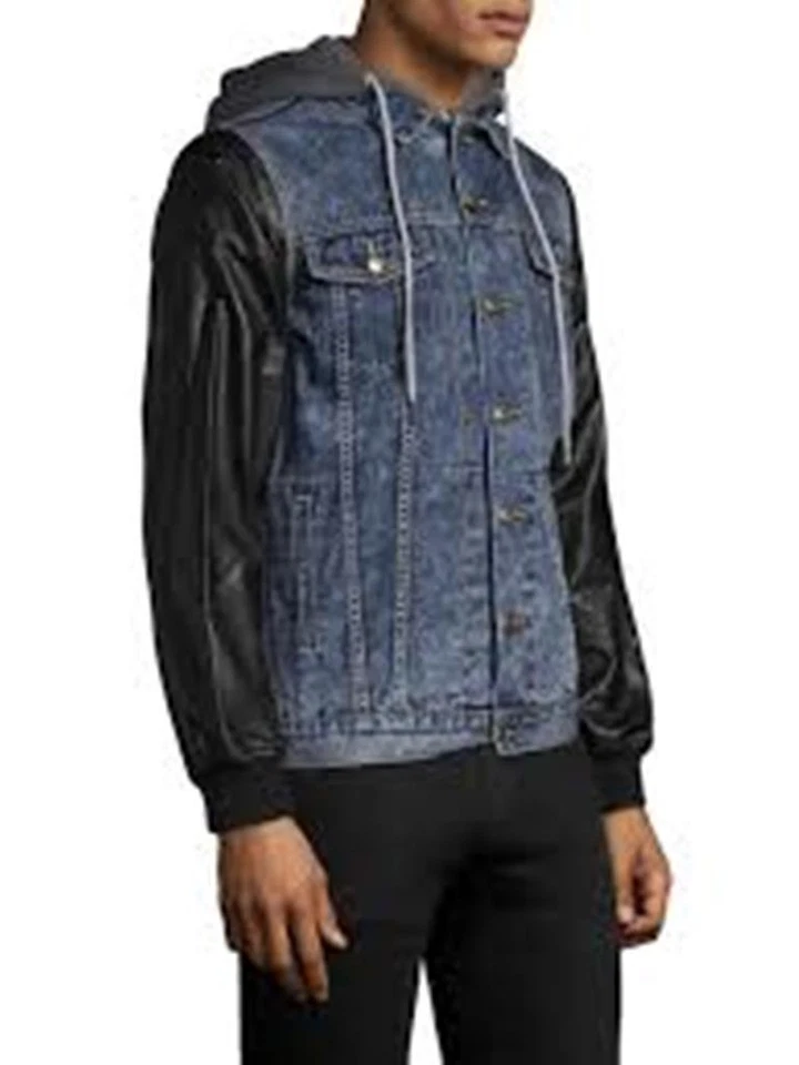 NUEVO CON ETIQUETAS KINETIX Para hombres Informal Mixto Media Luna Chaqueta de Jean con Capucha Talla S; M $212 Foto 3 de 4