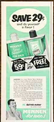 1953 PRINT AD Mennen Deodorant and Skin Bracer After-Shave Lotion Value Pack
