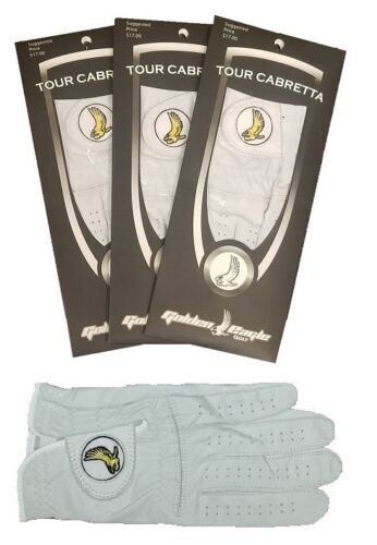 Golf Glove 3 Pack Genuine 100% Cabretta Leather Golden Eagle Golf Free Fast Ship - Picture 1 of 3