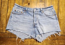 Levis 501 Jeans Daisy Duke Cut Off Shorts Distressed Super Cute W29 Juniors
