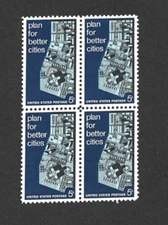 US STAMP 1333 Block OF 4 PLAN FOR Better Cities 5c BLUE MINT NH OG FREE SHIP