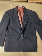 Lands End Vintage Wool Solid Navy Blue Suit Coat Blazer Jacket 40 Short Mens
