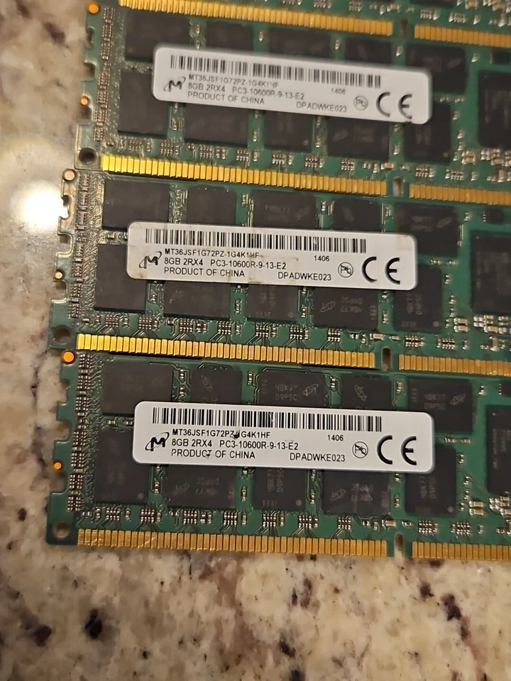 LOT 6 Micron MT36JSF1G72PZ-1G4K1HF 8GB PC3-10600R DDR3-1333 ECC Server Memory - Image 2 of 3