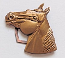 Horse Head Medallion or Button Cover, Scarf Charm, Bronze Vintage Jewelry