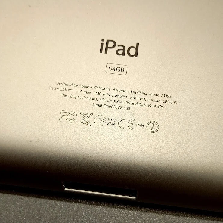 Apple Ipad 2 Wi-Fi 64GB (A1395) - Defecto De Batería, Pantalla Rota, Usado - Imagen 4 de 4