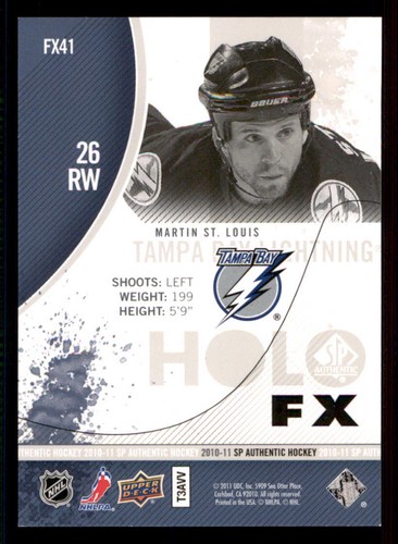 2010-11 SP Authentic Holoview FX #FX41 Martin St. Louis - Picture 2 of 2